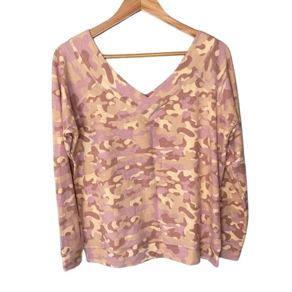 Peaceful Warrior Super Soft Purple Camo Off Shoulder Sweater - Picture 1 of 9